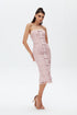 LIGHT PINK BOW TIE DETAILED PENCIL DRESS